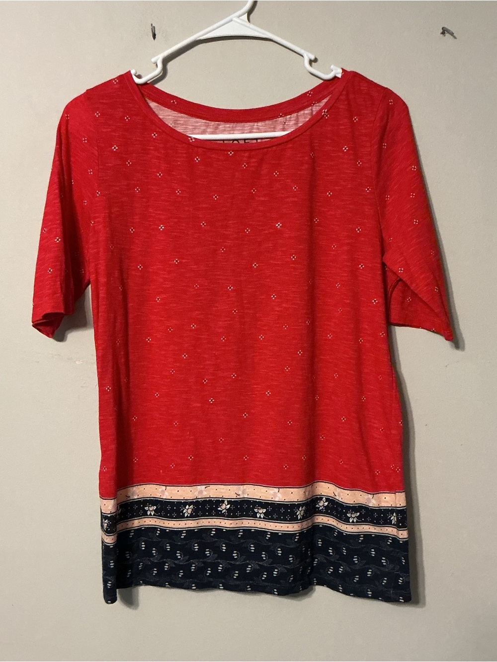 LOFT Red and Navy Floral Top